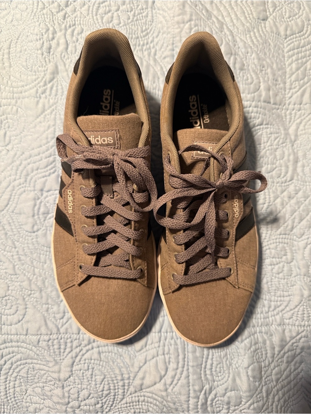 adidas Men's Brown Canvas Sneakers with Black Stripes